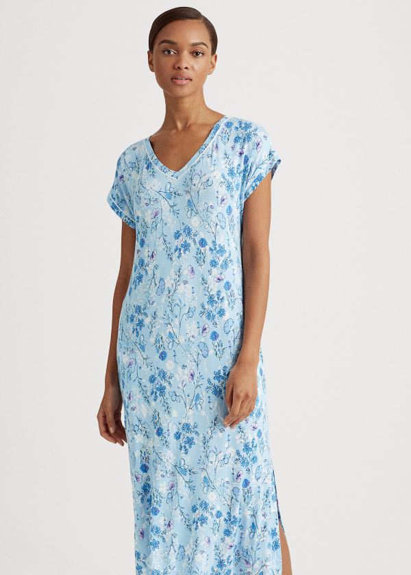 Women's Ralph Lauren Floral Satin-Trim Nightgown | 384561VBS